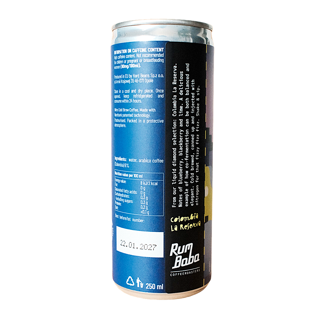 Back of the Diamond Rush nitro cold brew can